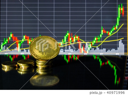 Golden bitcoin and stock chart Golden bitcoin and stock chart 40971996