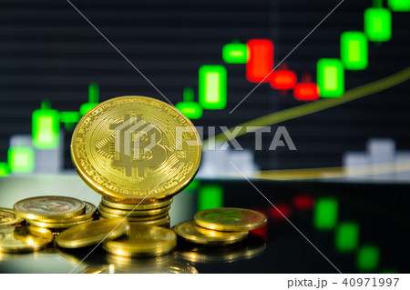 Golden bitcoin and stock chart Golden bitcoin and stock chart 40971997