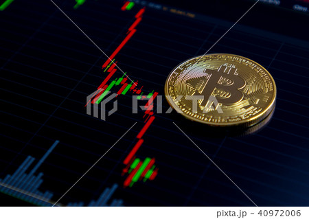 Golden bitcoin and stock chart 40972006