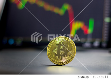 Golden bitcoin and stock chart Golden bitcoin and stock chart 40972011