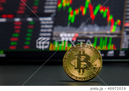 Golden bitcoin and stock chart Golden bitcoin and stock chart 40972019