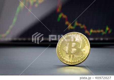 Golden bitcoin and stock chart Golden bitcoin and stock chart 40972027