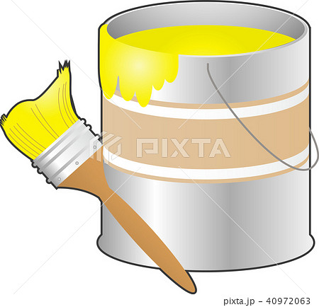 Paint Can Brush ペンキ缶 ブラシ 黄色 Epsのイラスト素材