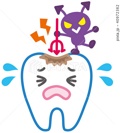 虫歯と歯のキャラクターのイラスト素材