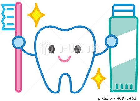 歯磨きと歯のキャラクターのイラスト素材