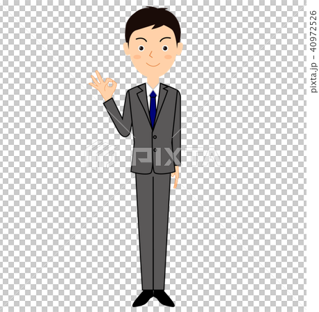 Illustration material of a young businessman who gives an OK sign Illustration material of a young businessman who gives an OK sign 40972526