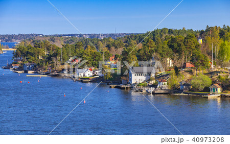 Rural Swedish landscape with villages 40973208