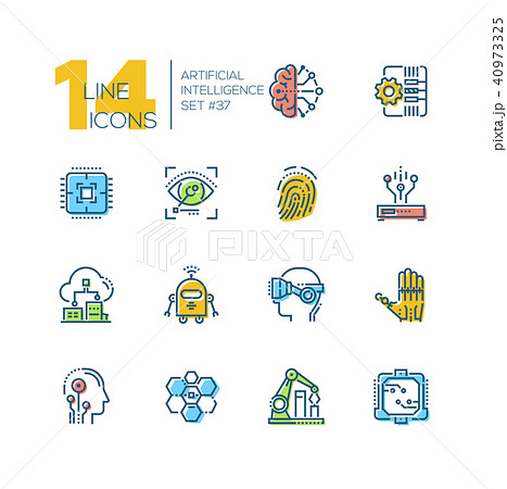 Artificial intelligence - set of line design style icons 40973325