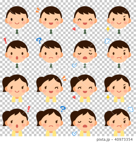 年輕上班族男性/女性衣服面孔表示逗人喜愛的一點像集合 年輕上班族男性/女性衣服面孔表示逗人喜愛的一點像集合 40973354