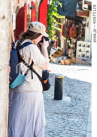 tourist takes a photo on street in Ankara city 40975128