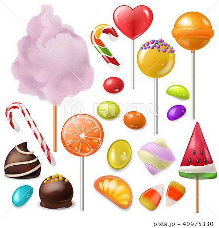 Candy vector sweet food dessert lollipop or caramel bonbon in confectionery or candyshop 40975330