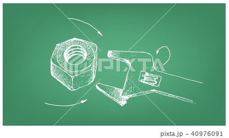 Sketch of Heavy Hex Nut and Screw on Blueprint 40976091