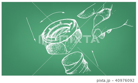 Sketch of Nylon Insert Lock Nut on Blueprint Sketch of Nylon Insert Lock Nut on Blueprint 40976092