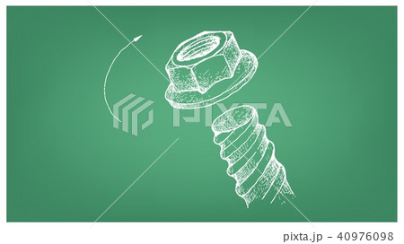 Sketch of Flange Nut and Screw on Blueprint Sketch of Flange Nut and Screw on Blueprint 40976098