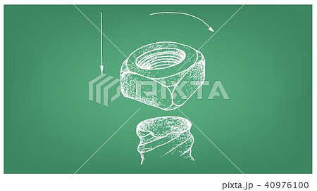 Sketch of Square Nut and Screw on Blueprint 40976100