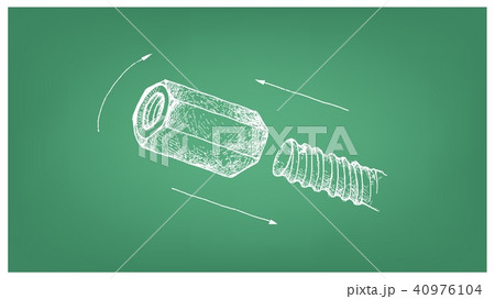 Sketch of Coupling Nut and Screw on Blueprint Sketch of Coupling Nut and Screw on Blueprint 40976104