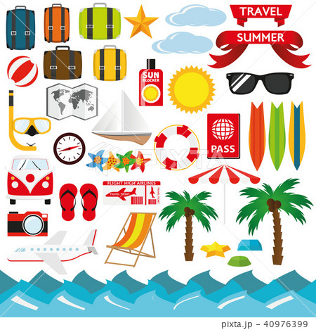 Flat design illustration set Summer Icons 40976399