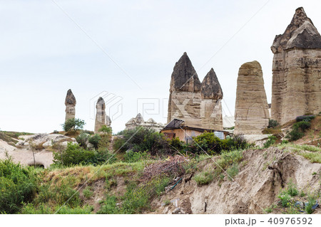 view of fairy chimney rocks in Goreme Park 40976592