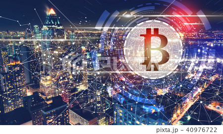 Bitcoin with the New York City skyline Bitcoin with the New York City skyline 40976722