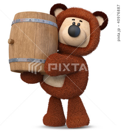 3d illustration bear with a barrel of honey 40976887