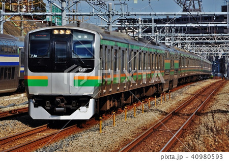 東海道本線を走るE217系普通列車 東海道本線を走るE217系普通列車 40980593