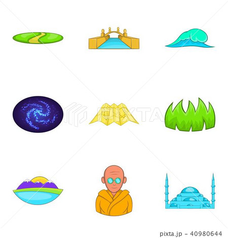 Across the country icons set, cartoon style 40980644