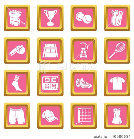 Tennis icons set pink square vector Tennis icons set pink square vector 40980654