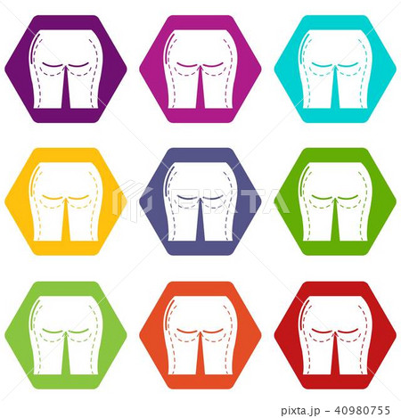 Buttocks liposuction icons set 9 vector Buttocks liposuction icons set 9 vector 40980755