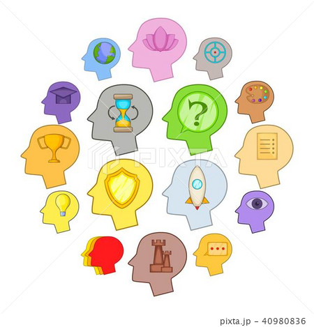 Human mind head icons set, cartoon style 40980836