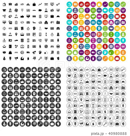 100 business group icons set vector variant 40980888