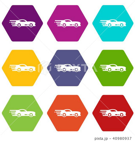 Sport car icons set 9 vector Sport car icons set 9 vector 40980937