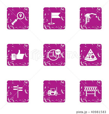 Oil company icons set, grunge style 40981583