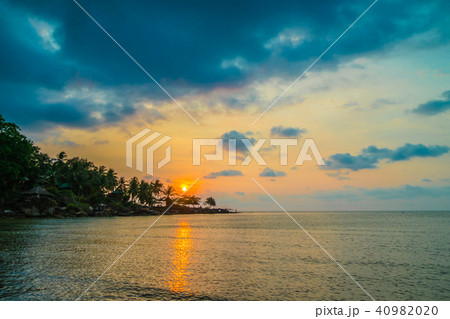 Beautiful paradise island with beach and sea around coconut palm tree Beautiful paradise island with beach and sea around coconut palm tree 40982020