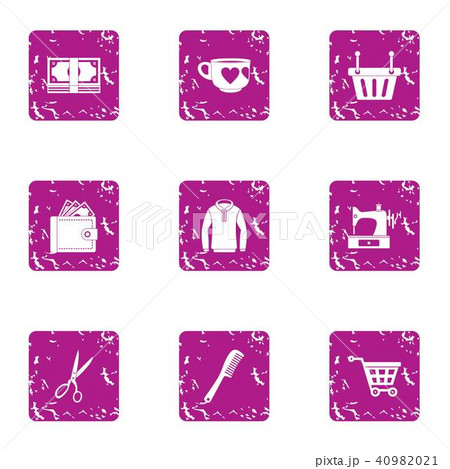 Business sewing icons set, grunge style 40982021