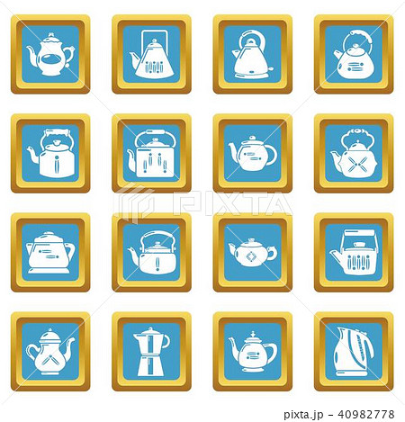 Teapot icons set sapphirine square vector Teapot icons set sapphirine square vector 40982778