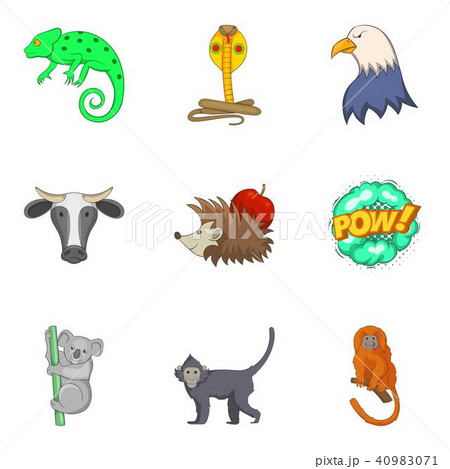 Zoo close icons set, cartoon style Zoo close icons set, cartoon style 40983071