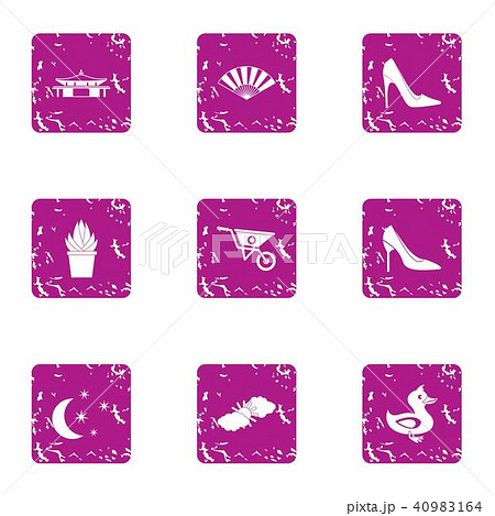 Night rest icons set, grunge style 40983164