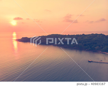 Aerial view of sea and beach with coconut palm tree on island Aerial view of sea and beach with coconut palm tree on island 40983167