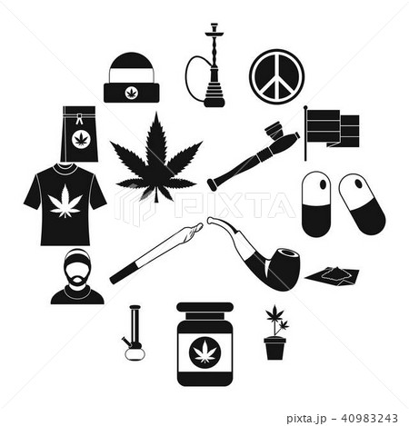 Rastafarian icons set, simple style 40983243