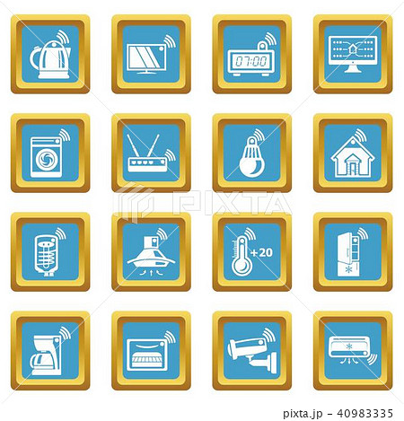 Smart home icons set sapphirine square vector 40983335