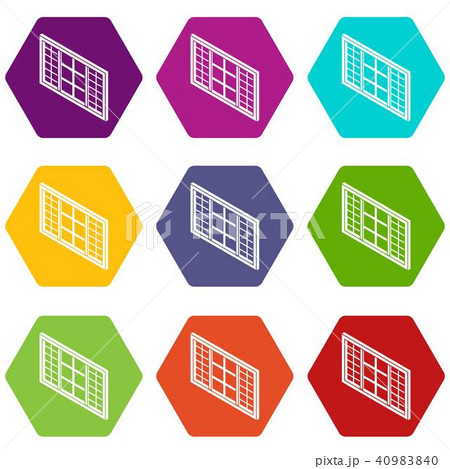 Wood window frame icons set 9 vector Wood window frame icons set 9 vector 40983840