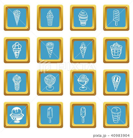 Ice cream icons set sapphirine square vector Ice cream icons set sapphirine square vector 40983904