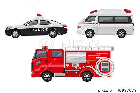 パトカー 救急車 消防車 セットのイラスト素材 40987078 Pixta