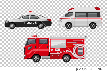 パトカー、救急車、消防車、セット パトカー、救急車、消防車、セット 40987078