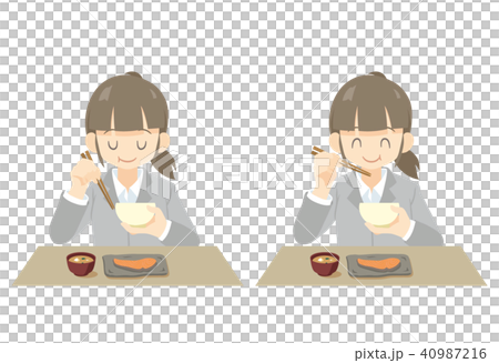 Illustration of a woman eating breakfast 40987216