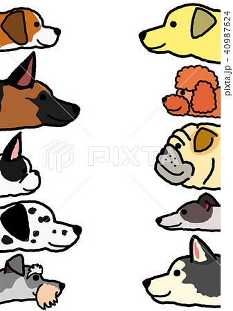 いろいろな犬の横顔のセットのイラスト素材 40987624 Pixta