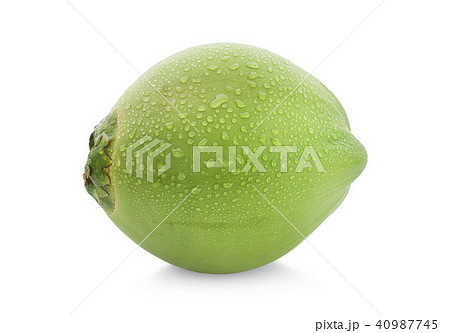 water drop green coconut isolated on white 40987745