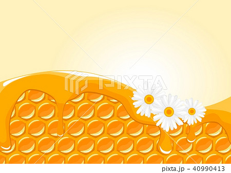 honeycomb with honey and daisies honeycomb with honey and daisies 40990413