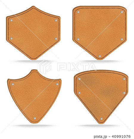 Set of leather tag labels on white 40991076