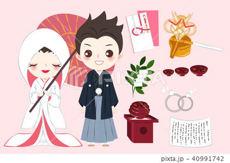 cartoon japanese wedding couple 40991742